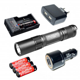 YAKEDA - Lampe tactique de poche 1100 lumens avec prise USB-C - Charge  rapide pour une utilisation